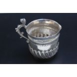 A SMALL HALLMARKED SILVER JUG - LONDON 1882, makers mark indistinct, approx weight 66.9g, H 8 cm