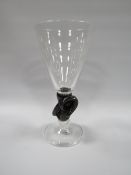 A THOMAS GOODE SERPENT STEMMED LARGE WINE GLASS / GOBLET, signed to base, H 20 cm