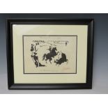 PABLO RUIS PICASSO (1881-1973). Bullfighting scene, signed in pencil lower right, lithograph on