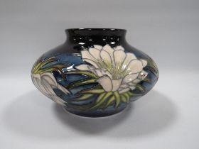 A 2001 MOORCROFT COLLECTORS CLUB 'QUEEN OF THE NIGHT' PATTERN VASE SIGNED BY ANJI DAVENPORT TO BASE,