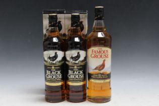 2 BOXED 70CL BOTTLES OF BLACK GROUSE WHISKY, together with 1 litre bottle of famous grouse (3)
