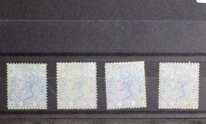 POSTAGE STAMPS - (AS) s.g 142 2½ d BLUE, plates 17, 19, 22, 23, mint, hinge remains (S.G. £2000)