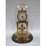 AN EARLY 20TH CENTURY TORSION CLOCK, complete with ball carriage pendulum, under glass dome, H 30