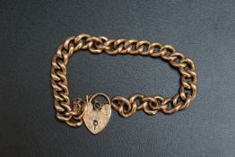 A HALLMARKED 9 CARAT ROSE GOLD CURB CHAIN BRACELET, approx weight 16.6g