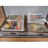 TWO TRAYS OF COMICS CONTAINING OVER 110 DC COMICS AND OVER 60 MARVEL COMICS, the DC comic titles