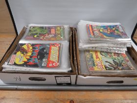 TWO TRAYS OF COMICS CONTAINING OVER 110 DC COMICS AND OVER 60 MARVEL COMICS, the DC comic titles