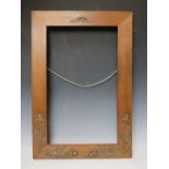 A DECORATIVE WOODEN PERIOD ART NOUVEAU FRAME, frame W 7.5 cm, rebate 60 x 36 cm