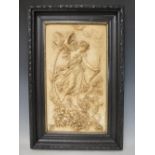 A LATE 19TH CENTURY GERMAN PLASTER CAST RELIEF SHOWING ARIDANTE AND THE STAG, signed L.B. Depose