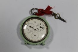 A 19TH CENTURY SWISS SILVER CASED OPEN-FACE KEY-WIND DUAL ZONE POCKET WATCH - CIRCA 1880, the