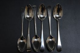 NEWCASTLE- FIVE HALLMARKED SILVER SPOONS BY DOROTHY LANGLANDS, an early Georgian silversmith who