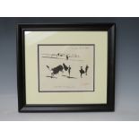 PABLO RUIS PICASSO (1881-1973). Bullfighting scene, signed in pencil lower right, lithograph on