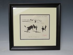 PABLO RUIS PICASSO (1881-1973). Bullfighting scene, signed in pencil lower right, lithograph on