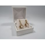 A PAIR OF 9CT GOLD AND PEARL EARRINGS, hallmarked to posts, only one butterfly marked 9ct, approx