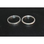 TWO PLATINUM WEDDING BANDS, both size M to M 1/2, approx combined weight 7.8g