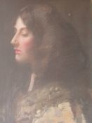 (XIX-XX). A head and shoulder portrait study of a young woman, unsigned, oil on canvas, framed and