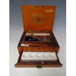 A 19TH CENTURY MAHOGANY ARTISTS BOX, by Reeves & Sons, 113 Cheapside London, with assorted contents,