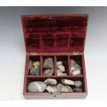 A COLLECTORS BOX OF ASSORTED LABELLED GEOLOGICAL SPECIMENS, W 19 cm