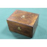 AN ANTIQUE WALNUT DRESSING BOX AND CONTENTS, with secret drawer to base, W 30.5 cmCondition Report: