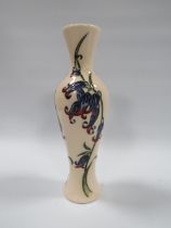 A MOORCROFT BLUEBELL PATTERN BID VASE, of slender form, with original label to base covering the