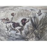 HENRY WILKINSON (1921-2011). Study of two spaniels putting up game, signed in pencil lower left,
