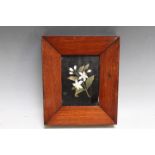 A PIETRA DURA PLAQUE IN A ROSEWOOD FRAME, W 14.75 cm
