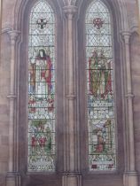 A STAINED GLASS WINDOW DESIGN OF THE SOUTH AISLE OF CARLISLE CATHEDRAL, placed in memory of ??