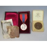 A BOXED MEDAL 'FOR FAITHFUL SERVICE', with engraved name to edge 'Walter John Barlow', together with