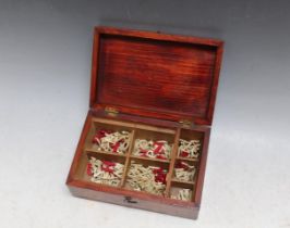 A VINTAGE BONES ALPHABET LETTER SPELLING SET IN BOX, W 17 cm