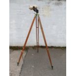 A VINTAGE 2 ½" T50X70 PZO COMPOUND TELESCOPE COMPLETE WITH WOODEN TRIPOD, overall H 170 cm