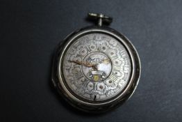 A HIGH QUALITY PAIR CASED REPOUSSE VERGE POCKET WATCH BY A JOHN WORKE OF LONDON 1762, having