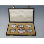 A COLLECTION OF FIVE CERAMIC 'CROWN STAFFORDSHIRE' DECANTER LABELS, in original fitted box, W 3.7