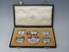 A COLLECTION OF FIVE CERAMIC 'CROWN STAFFORDSHIRE' DECANTER LABELS, in original fitted box, W 3.7