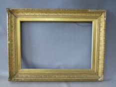 A 19TH CENTURY GOLD FRAME, with acanthus leaf design - some damages, with gold slip, frame W 9 cm,