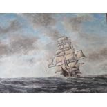 JAMES HEDLEY (XX). British school, stormy seascape with sailing vessel 'In Full Sail', see verso,
