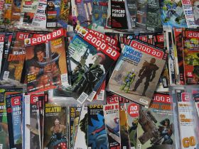 A TRAY OF 2000AD COMICS FEATURING SLAINE AND JUDGE DREDD, together with A BOX OF 2000AD COMICS
