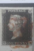 POSTAGE STAMP - 1840 1d BLACK (TA), plate 4, very fine, four margin with rare PERTH Maltese Cross