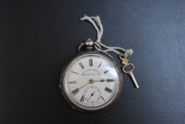 A HALLMARKED SILVER OPEN FACED MANUAL WIND POCKET WATCH BY MASTERS LTD - RYE, Dia 5.25 cm