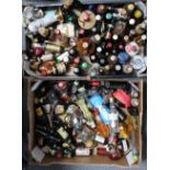 TWO SMALL TRAYS OF MINIATURES, various levels to inc empty bottles