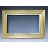 A 19TH CENTURY PLAIN GOLD FRAME WITH GOLD SLIP, frame W 6 cm, slip rebate 35 x 61 cm, frame rebate