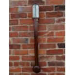 A 19TH CENTURY ROSEWOOD STICK BAROMETER BY JOHN DAVIS - DERBY, of slim classical proportions, H 92