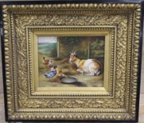 DULFER (XX-XXI). Continental school, barn interior with goat and ducks, signed lower right, oil on