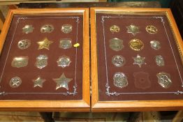 FRANKLIN MINT - TWO CASED SETS OF REPLICA STERLING SILVER 'THE OFFICIAL BADGES OF THE GREAT