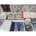 A COLLECTION OF SIX ALBUMS AND LOOSE SIGNED PHOTOGRAPHS, POSTCARDS AND LETTERS OF MAINLY SPORTSTARS,