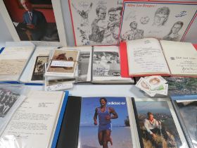 A COLLECTION OF SIX ALBUMS AND LOOSE SIGNED PHOTOGRAPHS, POSTCARDS AND LETTERS OF MAINLY SPORTSTARS,