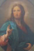 ATTRIBUTED TO GUISEPPE BARTOLOMEO CHIARI (1654-1724). Christ blessing within a painted oval, oil