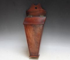AN INLAID TAPERING GEORGIAN STYLE CANDLE BOX, H 47.5 cm