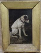 JNO EMMS (XIX). A 19th century study of a seated terrier in the undergrowth, signed lower left,
