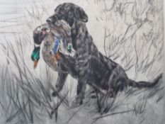 HENRY WILKINSON (1921-2011). Study of a retriever and dead game, signed in pencil lower left,