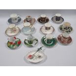 A COLLECTION OF TWELVE ASSORTED COFFEE CANS AND SAUCERS, to include examples by Wedgwood, Royal