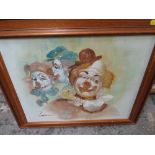A COLLECTION OF FIVE ASSORTED PICTURES TO INC A CLOWN OIL